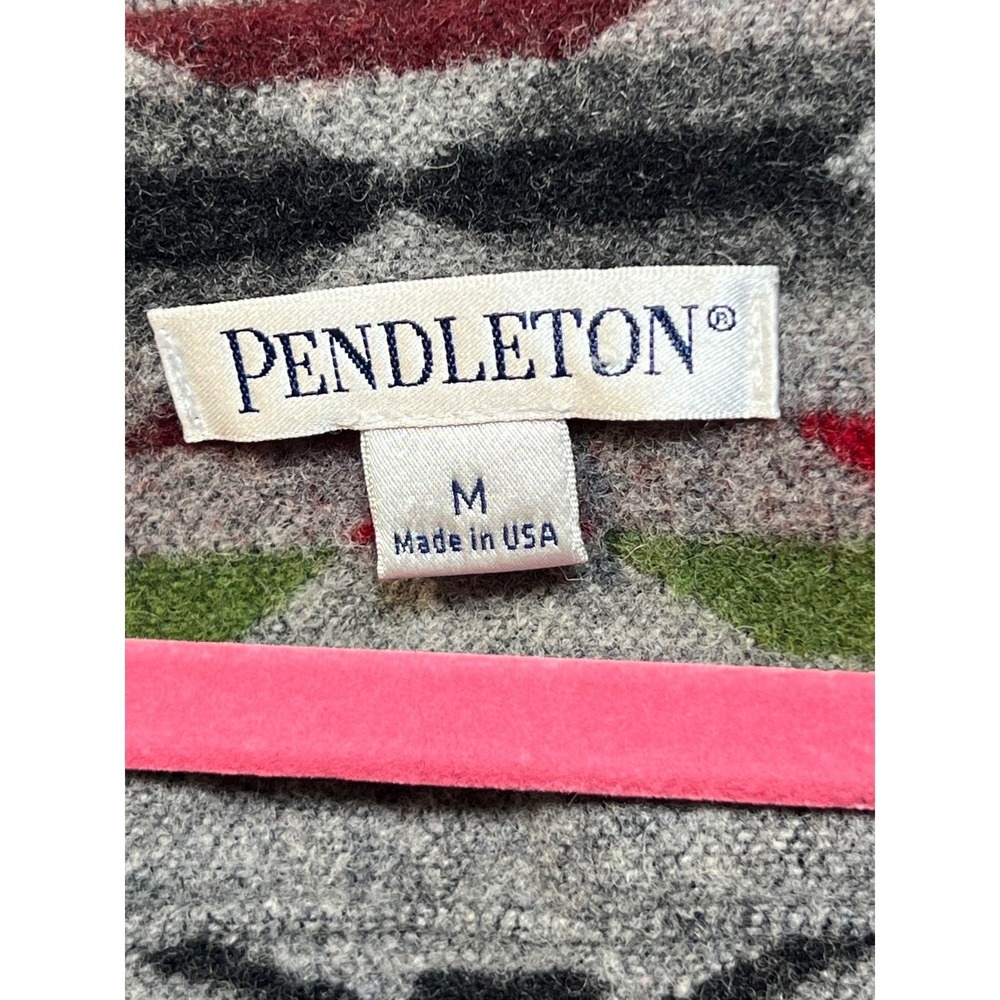 Pendleton Womens Wool Hooded Jacket Southwestern Aztec Zip Up M Grey Black Red - Picture 5 of 13